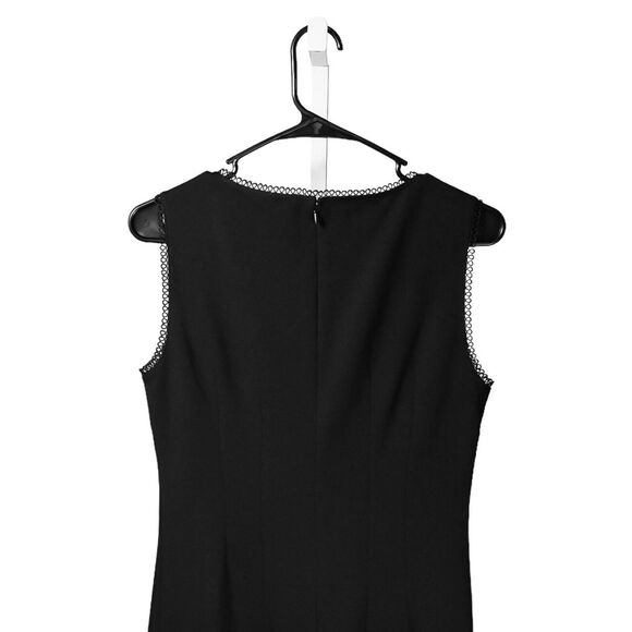 T Tahari Women's Dress Black Stretch Embroidered Lace Mesh Beaded Sheath Size 2 - Picture 7 of 9